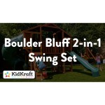 Complex 2 in 1 de Joaca din cedru Boulder Bluff KidKraft - Centru cu 2 tobogane si 2 nivele - Cedar Summit Play Centre